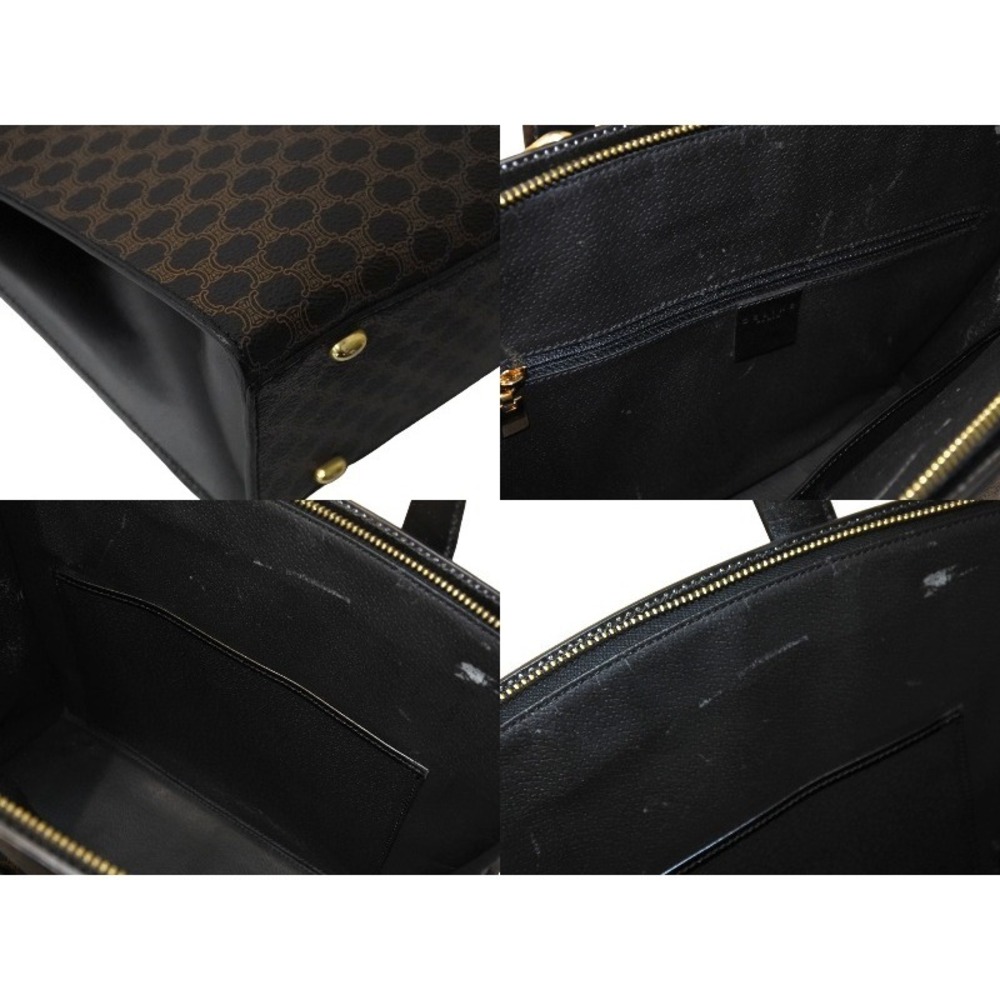 CELINE Macadam Handbag Shoulder Bag Black Brown Leather - Picture 8 of 9
